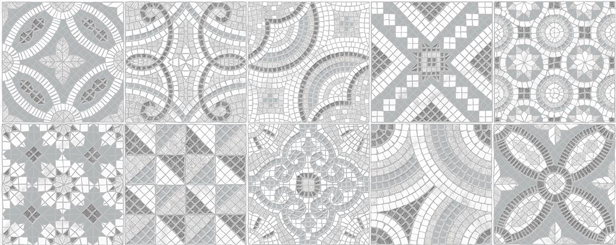 Керамическая плитка Azori Colormix Декор 20,1x50,5: керамическая вставка пэчворк светло-серая | Клондайк Астрахань Официальный сайт